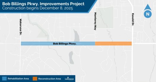Construction on Bob Billings to reduce road to one lane for multiple blocks