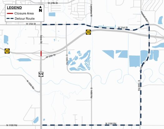 Section of Iowa Street south of Lawrence set to close for the weekend