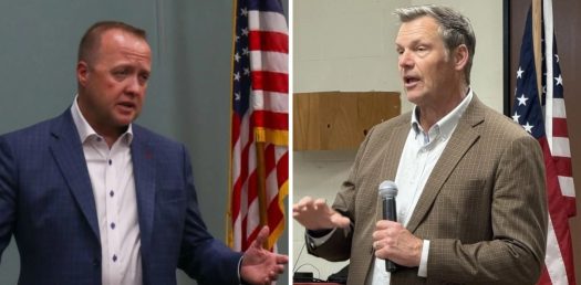 Kris Kobach touts record as Kansas attorney general while Democrat Chris Mann attacks it